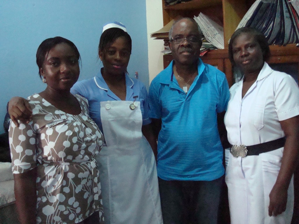 One of the foundation’s directors, Sam Baidoo, meeting with Dr. Paintsil (far left) and staff at the KATH. Image